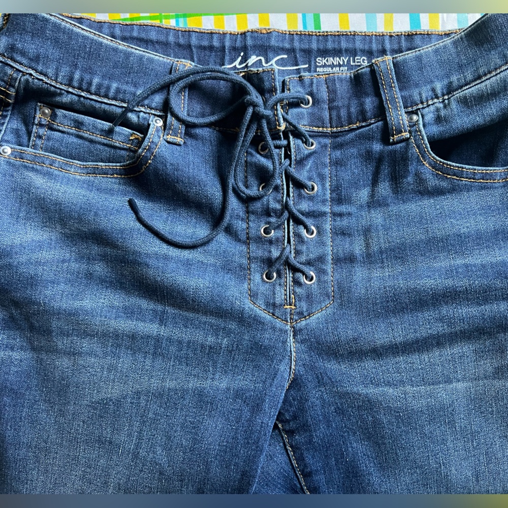 INC Woman Lace-up Skinny Jeans
